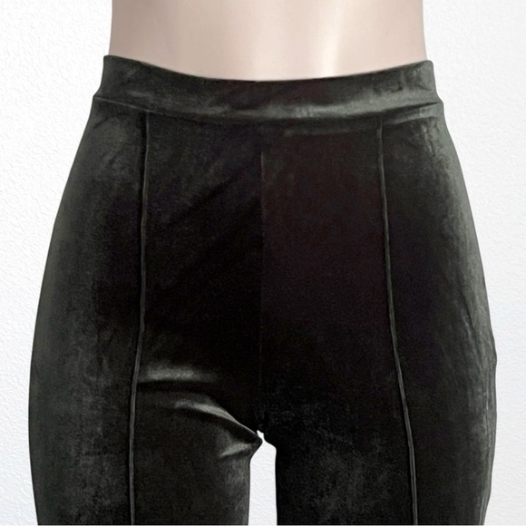 LoveU.Dear Velvet Wide Leg High Waisted Pants Hunter Green SZ S - Picture 5 of 7